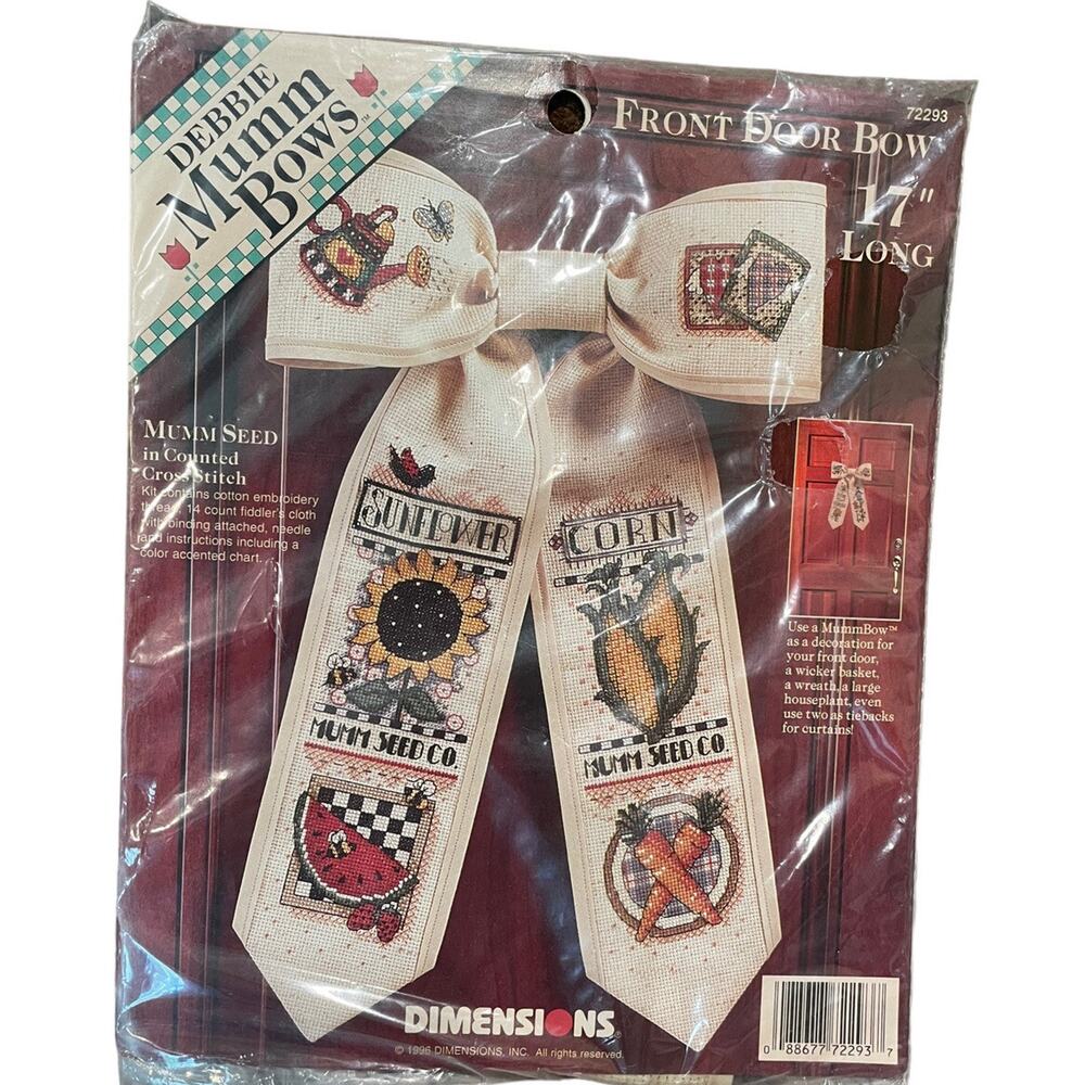 NEW Dimensions Debbie Mumm Front Door Bow Cross Stitch Kit 72293 Mumm Seed Co.